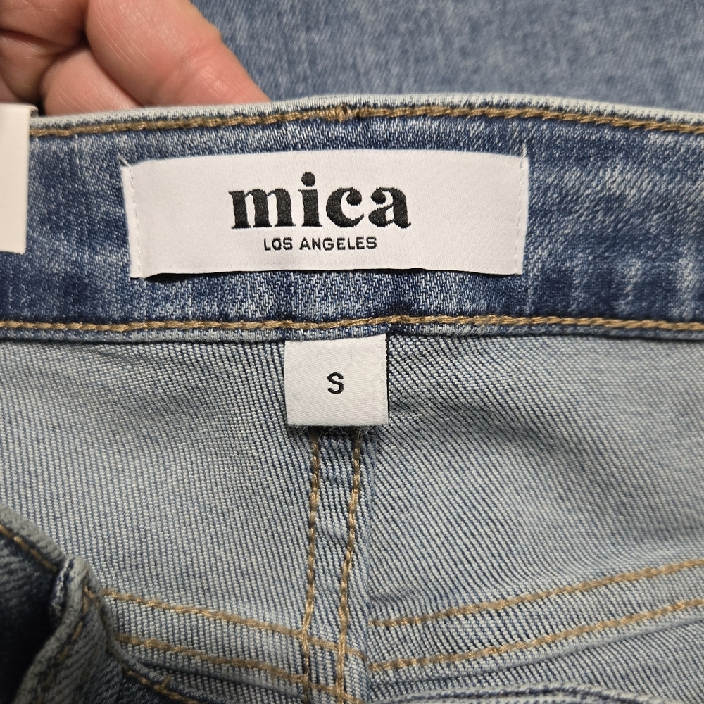 NWT mica denim Women's Super High Wide Medium Wash Bermuda sz S - Picture 8 of 12